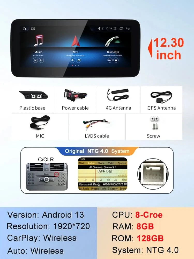 STWEI 2024 New Car Multimedia Wireless Android AUTO CarPlay 10.25inch 12.3inch Screen For Mercedes Benz GLK X204 2010 2013 2015