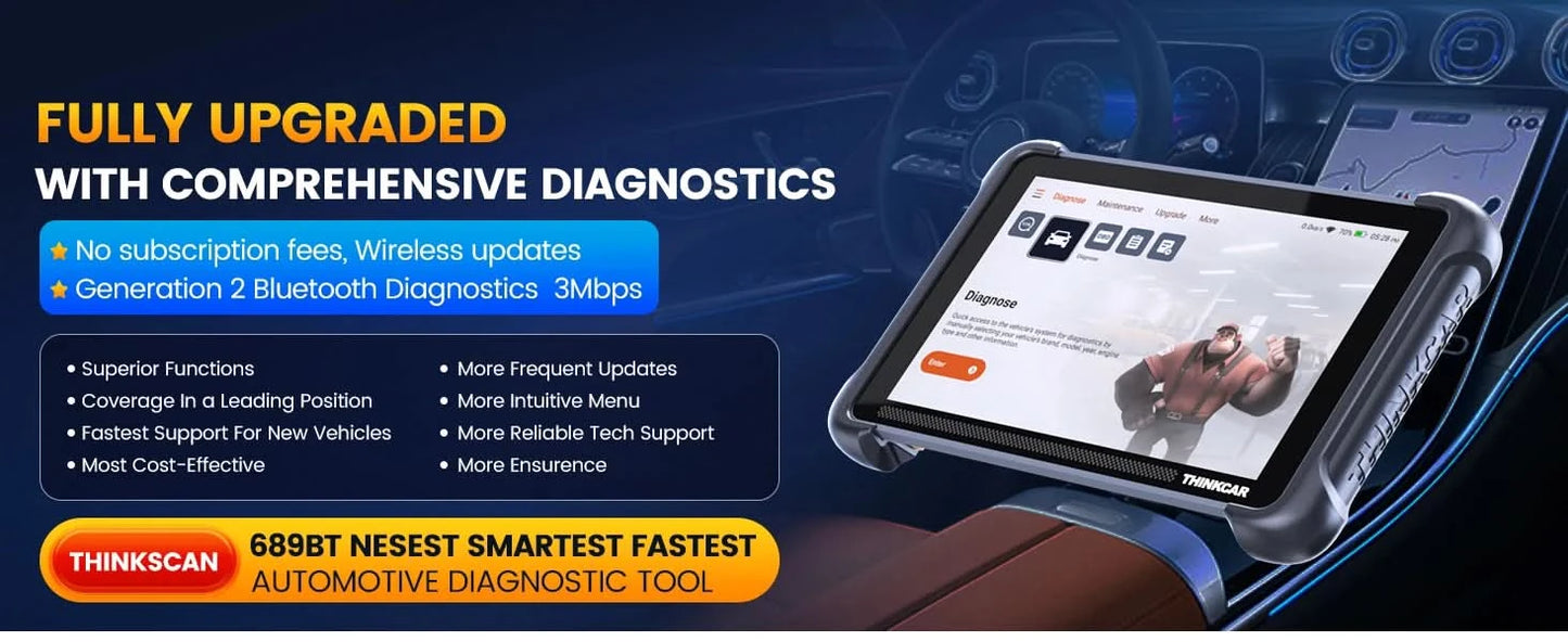 Global Version THINKCAR THINKSCAN 689BT OBD2 Diagnostic Tool DOIP CANFD Bi-directional ECU Coding 35 Resets Lifetime Free Update
