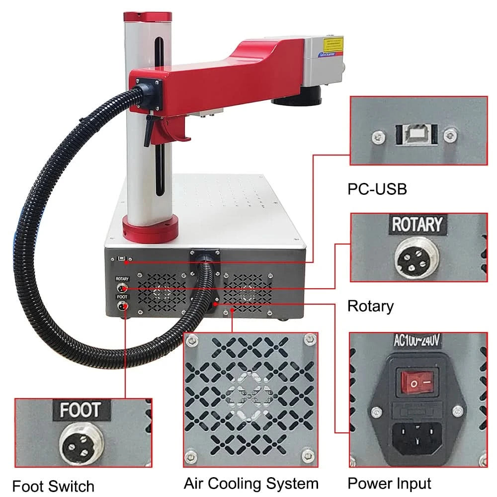 Hunst Small Laser Marking Machine MAX 30W Portable Foldable Mini Fiber Engraving Machine for DIY Marking Gifts Metal Engraving