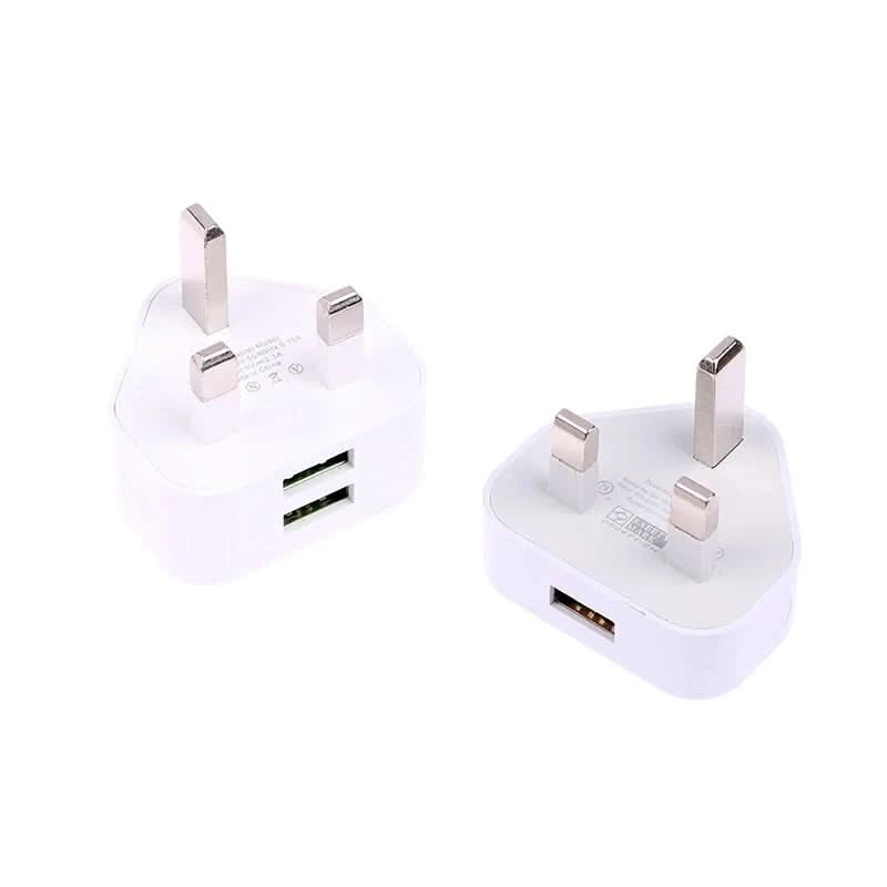 HUAHUA2025 NEW 1PCS Dual Port Fast Charger 5V/2.1A, UK 3 Pin Wall Adapter for Phones & Tablets, Multi-Device USB Charging Hub