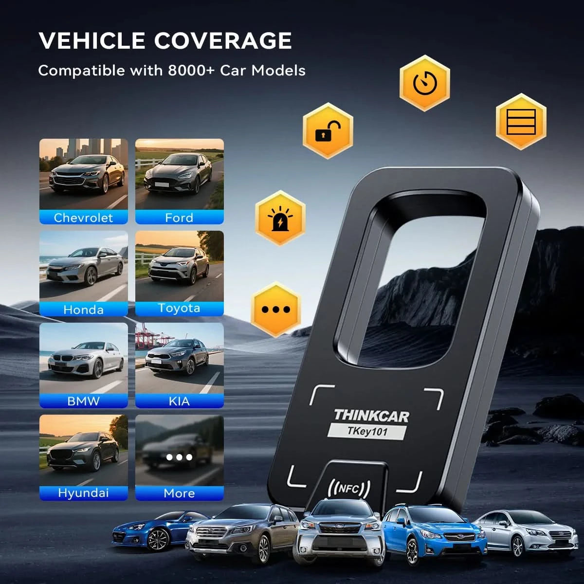 THINKCAR TKEY 101 Universal Car Key Programmer Equipment with 6 Unit Remote Key Supports Anti-Theft System For MUCAR 892BT 689BT