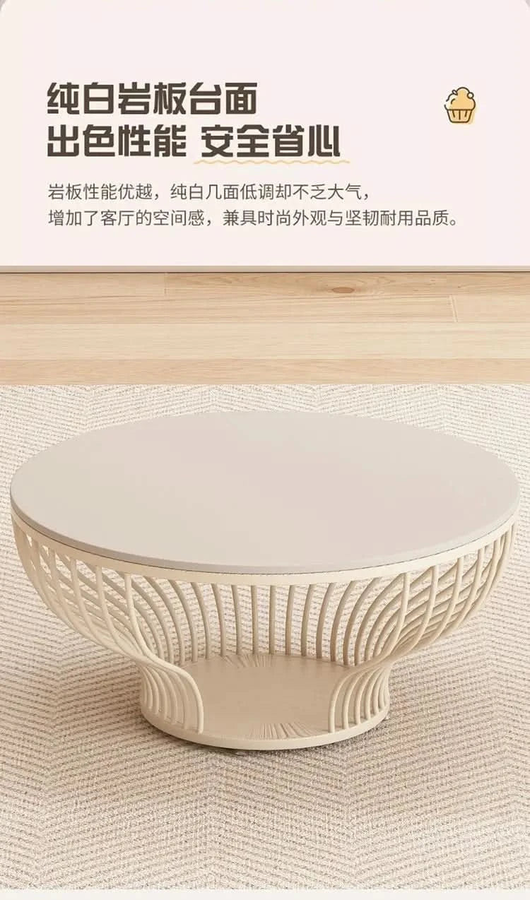 French Glass Top Coffee Table Round Glamour Modern Aesthetic Coffee Table Beauty Nordic Mesa De Centro Living Room Furniture