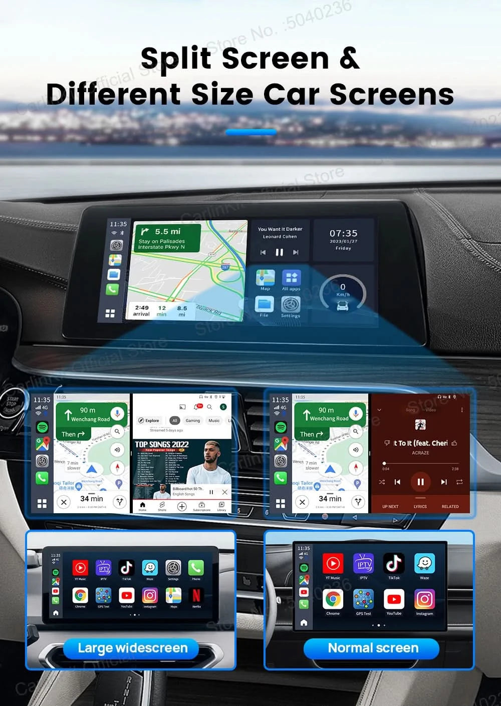 CarlinKit S2 CarPlay Ai Box LED Android 13 Streaming Box 64G/128G Qualcomm 8-Core Split Screen Car Intelligent System Play Video