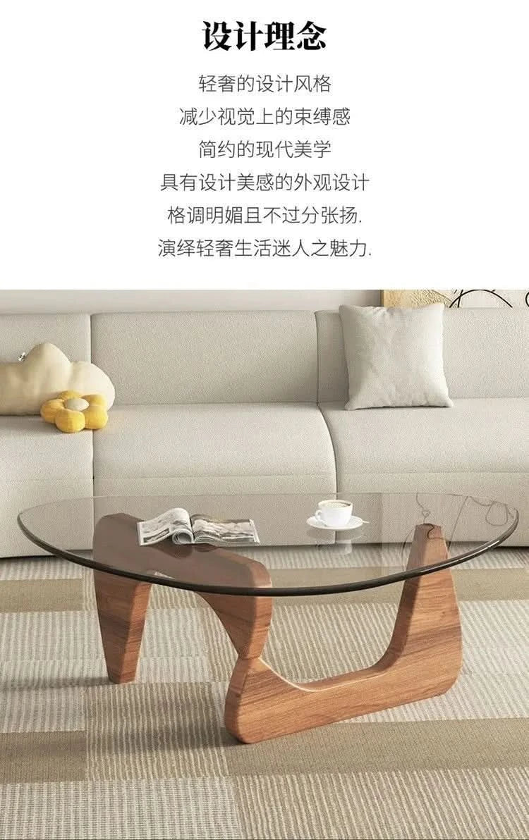 Modern simple creative round coffee table household small apartment living room tempered glass coffee table Internet celebrity