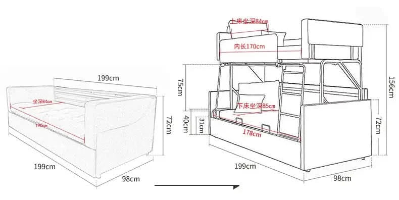 Folding Double Living Room Sofa Comfortable Adults Game Sleeper Sofa Apartment Multifunctional Divano Soggiorno Home Furniture