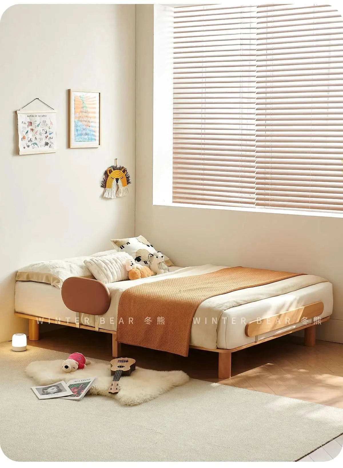 Boys and girls bed small apartment single bed 1.5 meters simple full solid wood tatami no bedside children's bed