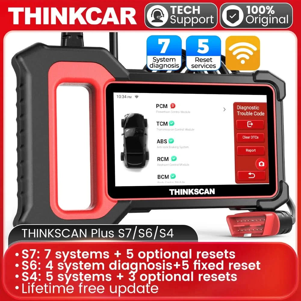 THINKSCAN Plus S7/S6/S4 OBD2 Scanner Car Diagnostic Tool Scan ABS SRS ECM TCM BCM IC AC System Free Reset Service Free