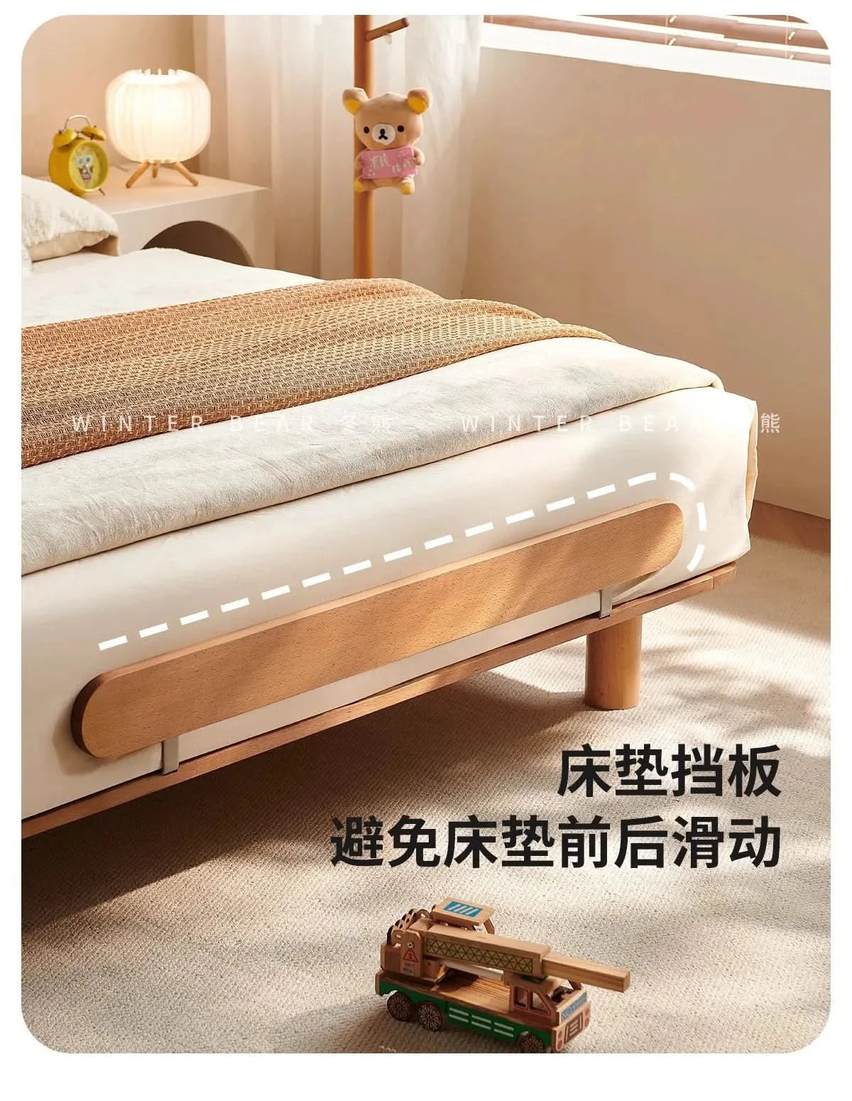 Boys and girls bed small apartment single bed 1.5 meters simple full solid wood tatami no bedside children's bed