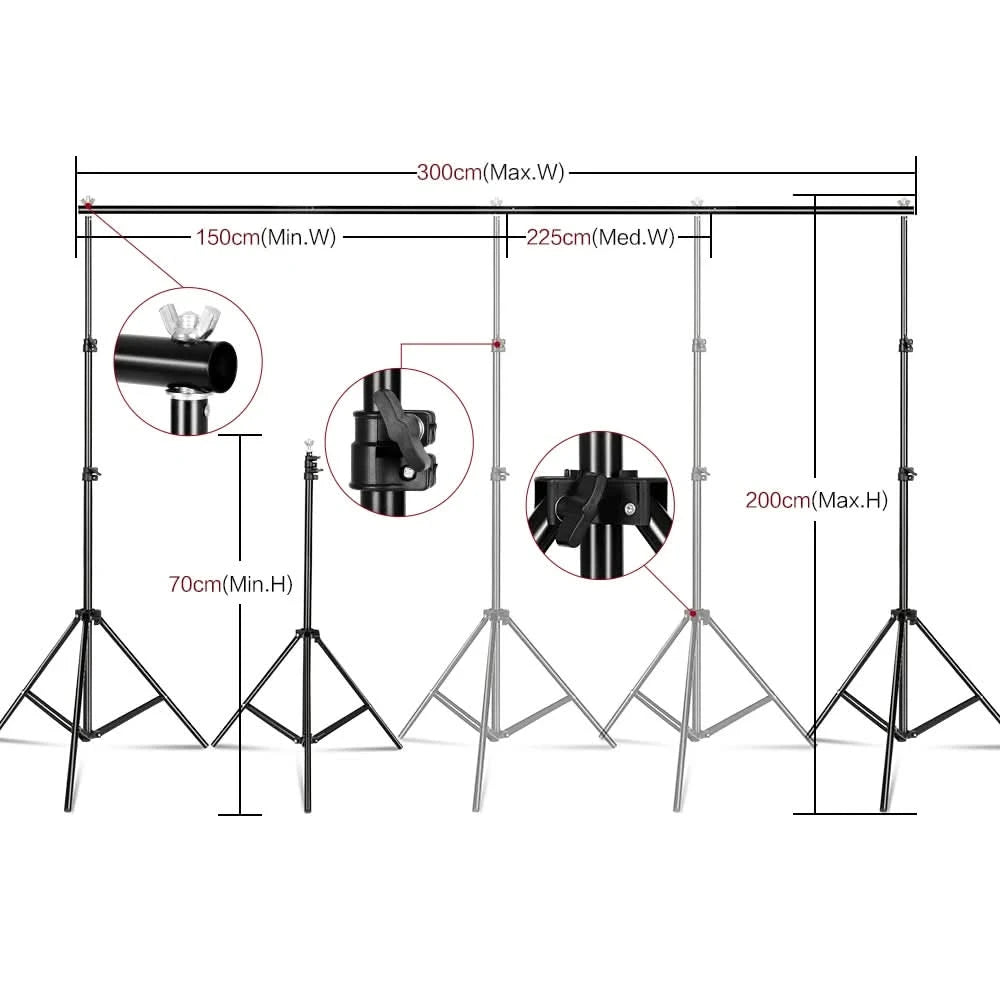 SH Photography Background Backdrop Stand Support Picture Canvas Frame System Kit With Carry Case For Muslin Photo Video Studio