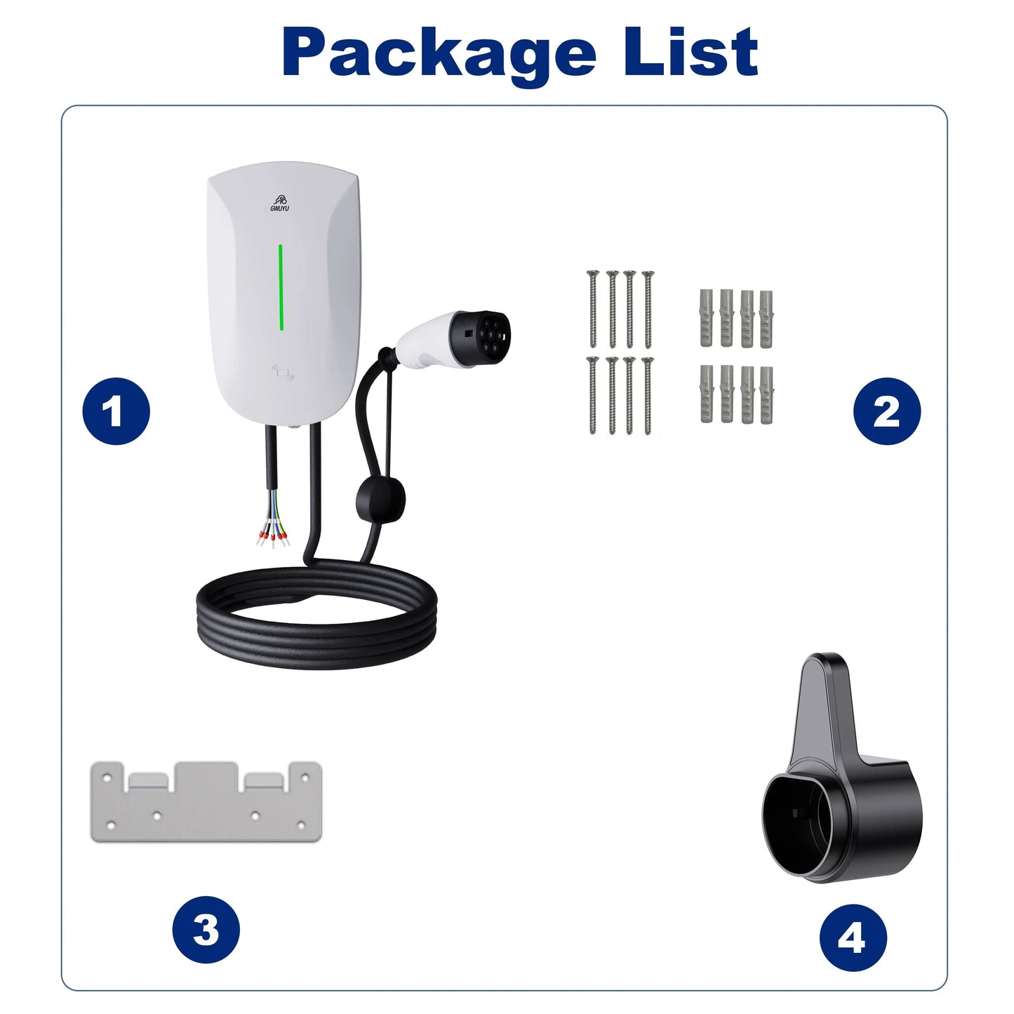Wallbox EV Charger 32A 7KW 16A 11KW 22KW 3Phase Electric Vehicle Charging Station Type2 IEC62196-2 Socket 5m Cable Plug and Play