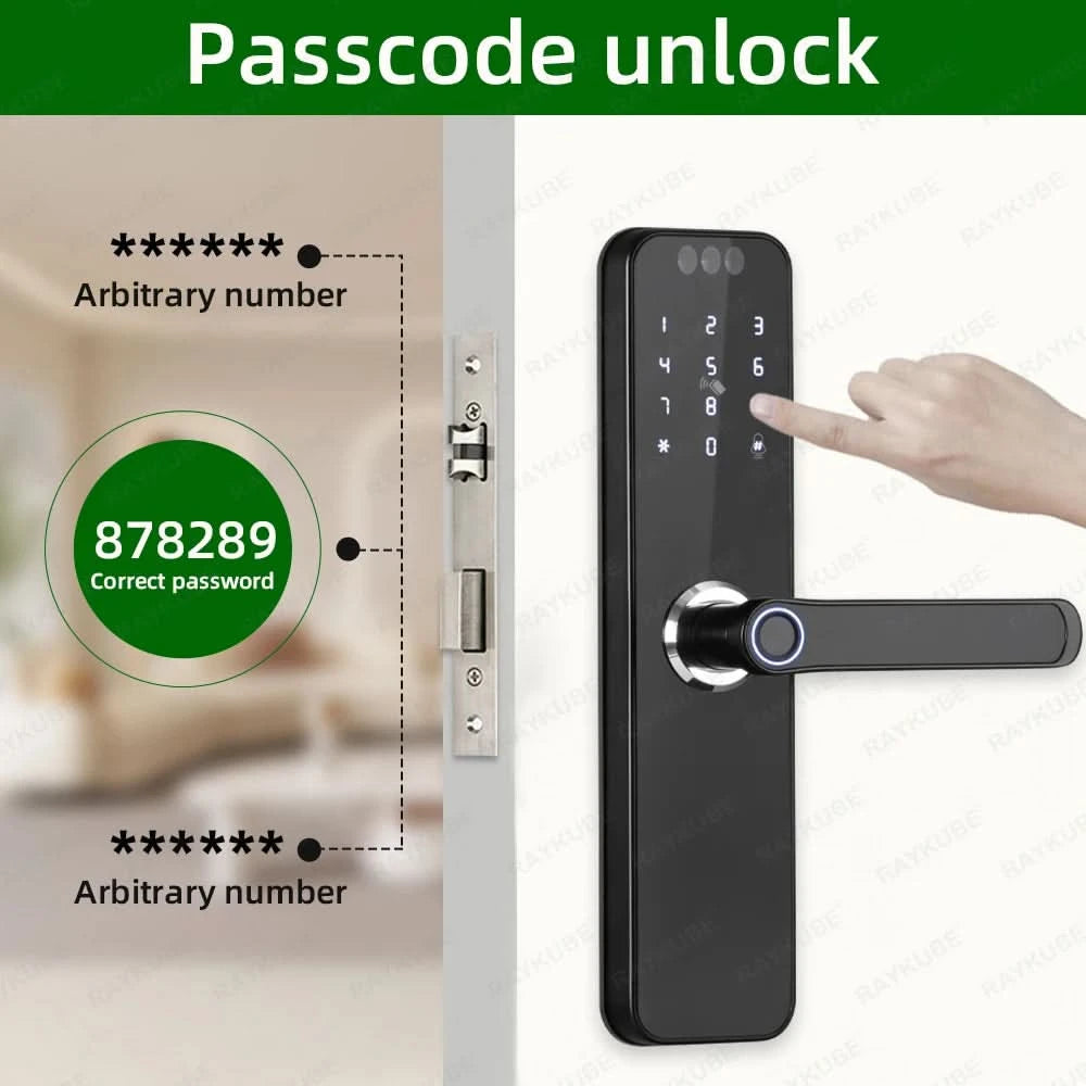 Do Brasil RAYKUBE K12 With lithium Rechargeable Batteries Tuya WiFi Camera Electronic Lock 3D Face Fingerprint Smart Door Lock
