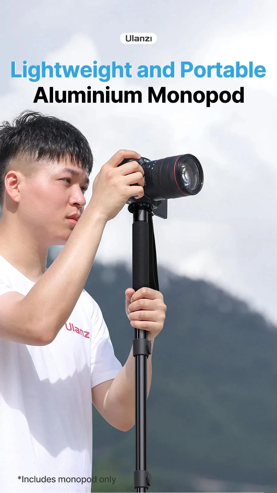 Ulanzi Lightweight Monopod Aluminium DSLR Camera Tripod for  1/4''3/8'' Hiking Travel Selfie Stick Max 155cm Extend 5KG Load
