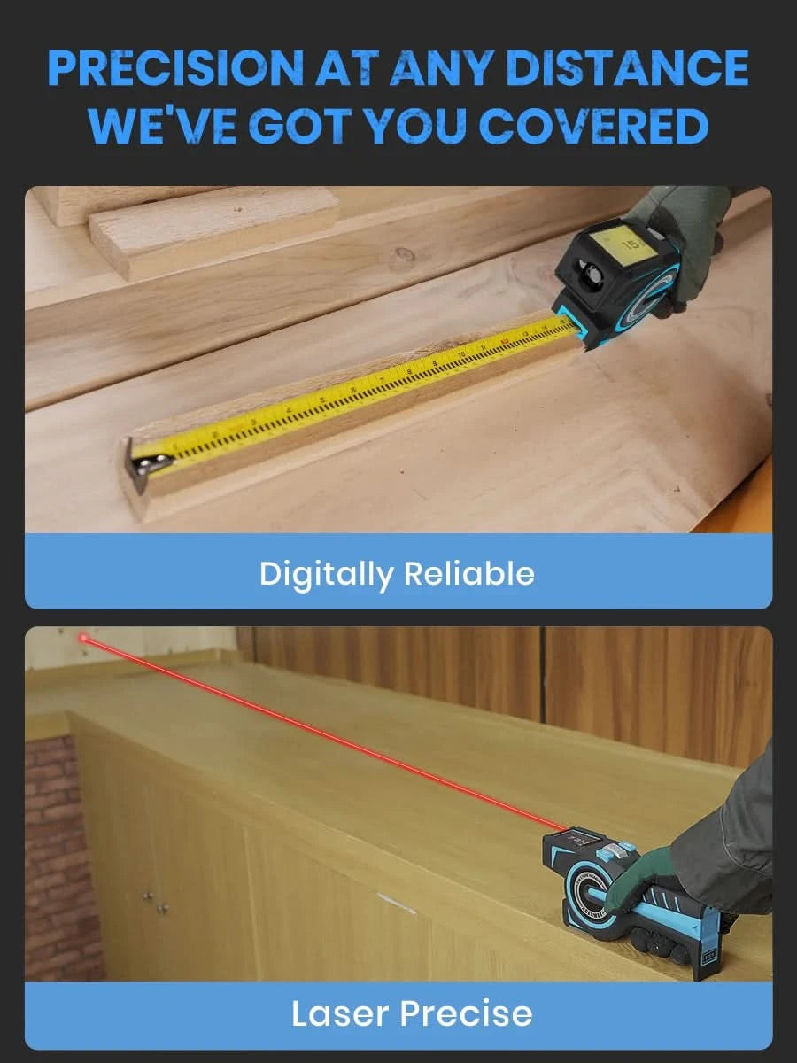 Laser Tape Measure 100M Professional Laser Distance Meter with Instant Digital Readout, Green Laser Line Marking