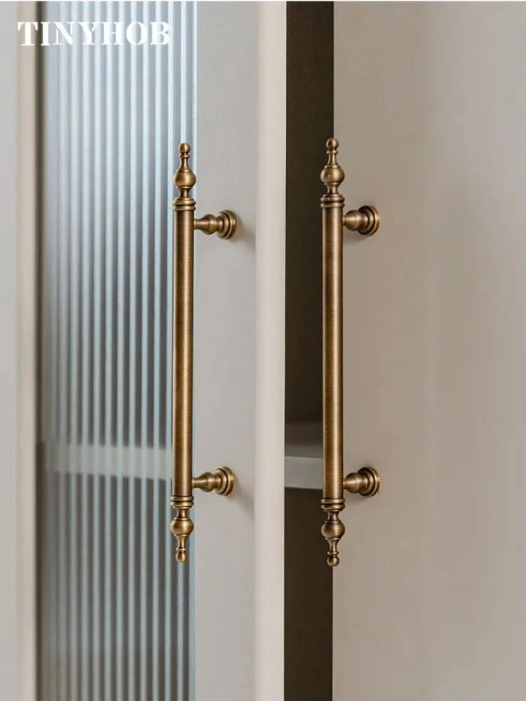 Tinyhob Massiver antiker Bronzezug Messing Schrankknöpfe T-Stange Möbel Kleiderschrank Geräte Griff Langer Zug Schubladengriff