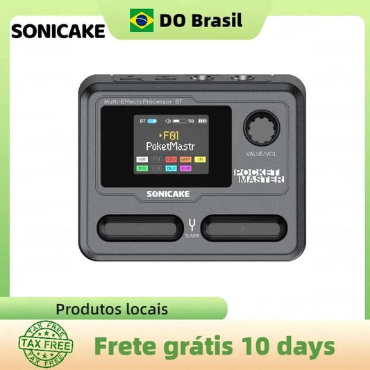 SONICAKE Pocket Master Brasil English Version Guitar Bass Amp 100+ Multi-Effects Pedal APP Control Built-in battery