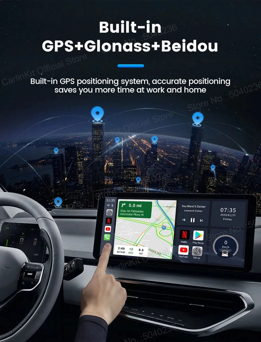 CarlinKit S2 CarPlay Ai Box LED Android 13 Streaming Box 64G/128G Qualcomm 8-Core Split Screen Car Intelligent System Play Video