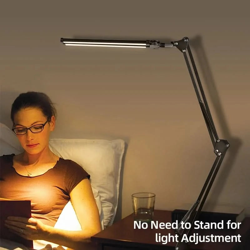 Clip Table Lamp Led Monitor Light Stand USB 3 Color Modes and 10 Dimmable Reading Lights for Study Office Double Head Desk Lamp
