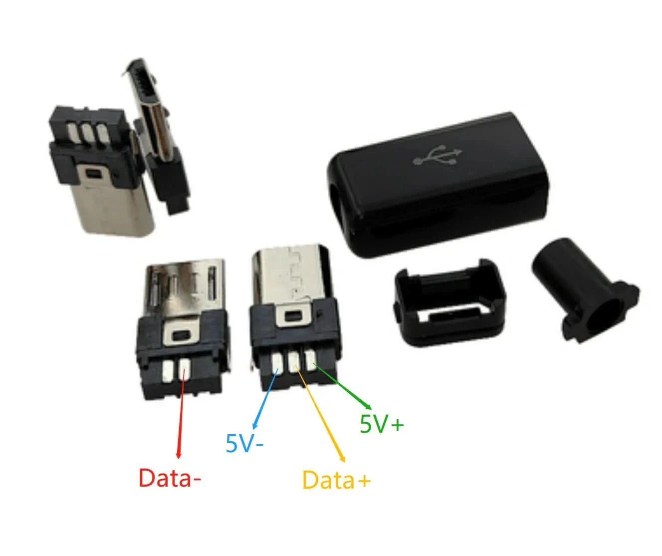 10 Sets Micro USB 4Pin 5Pin Male Connectors Plug Black White welding Data OTG Line Interface DIY Data cable Accessories