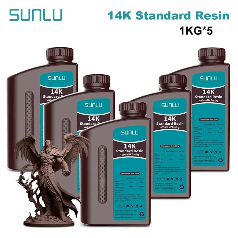 SUNLU 5KG ABS-Like/ Standard / Water-Wash/ 14K High Precision Resin 405nm Rapid UV-Curing Photopolymer Resin 1KG/Bottle