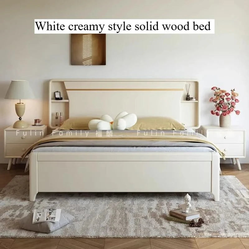 Bedside Table White Double Bed Wooden Bedding Teen Girls Queen Size Double Bed Frame High Clearance Hotel Bedroom Furnitures