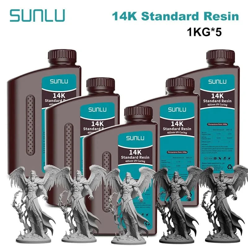 SUNLU 5KG Standard Plus/14K Standard Resin 1KG/Bottle 405nm Rapid UV-Curing Photopolymer Resin For LCD 3D Printer Material