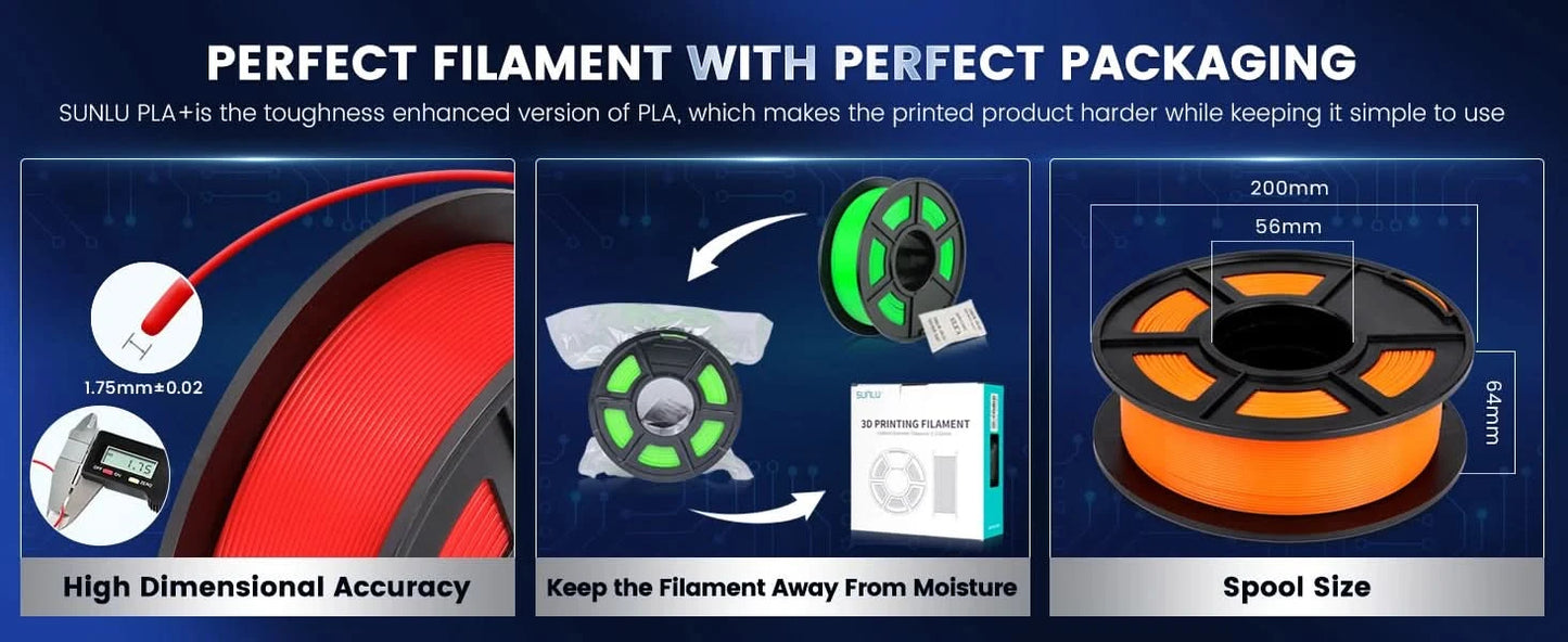 SUNLU 10KG 3D Filament PLA/PLA PLUS/PETG/Easy ABS Filamnet 1.75mm 10Roll 1KG Neatly Wound 3D Printer Filament for 3D Printer