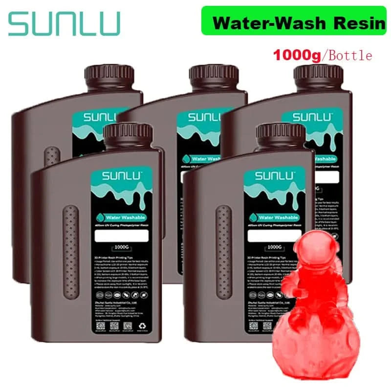 SUNLU 5KG ABS-Like/ Standard / Water-Wash/ 14K High Precision Resin 405nm Rapid UV-Curing Photopolymer Resin 1KG/Bottle