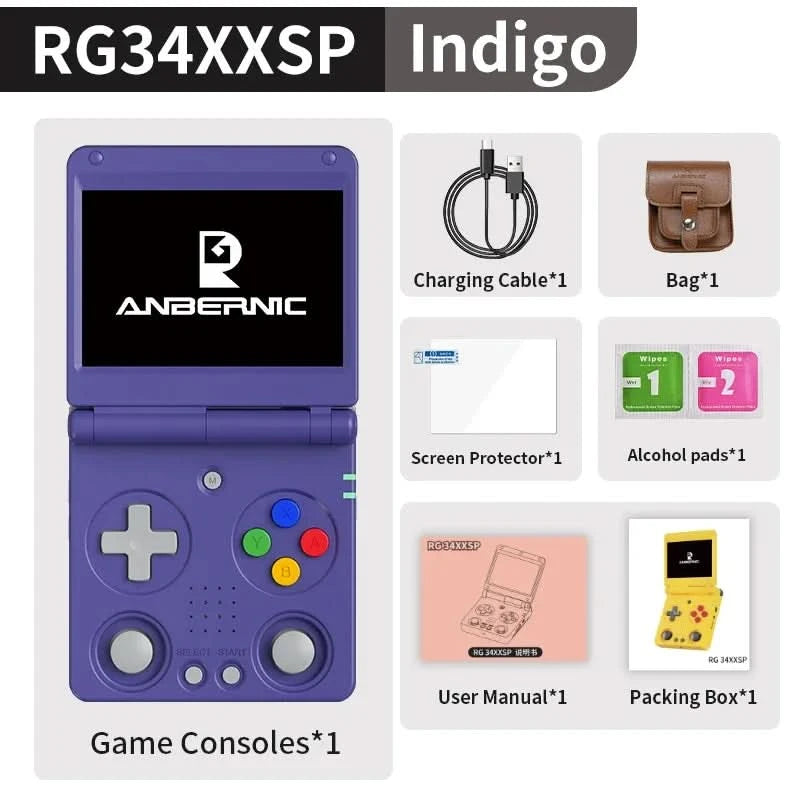 ANBERNIC RG34XXSP Flip Handheld Console 3.4'' IPS Screen Linux 64-bit H700 Supports 5G WIFI Video Game Consoles  256G PSP Games