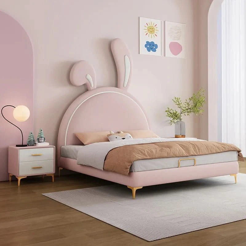 Children Room Bed Good Quality Rabbit Beds for Children Fabric Bed Simple Modern Soft Pack Bed Single Bed Bed for Girls