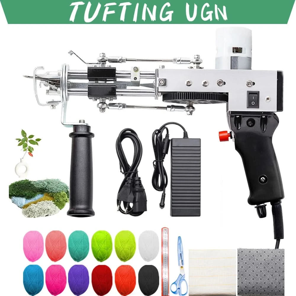 2 in 1 Tufting Gun Set Electric Touffing Pistol,7 – 21mm Tufting Pisto, with Wool Yarn and Tufting Canvas,Trimmer for Beginners