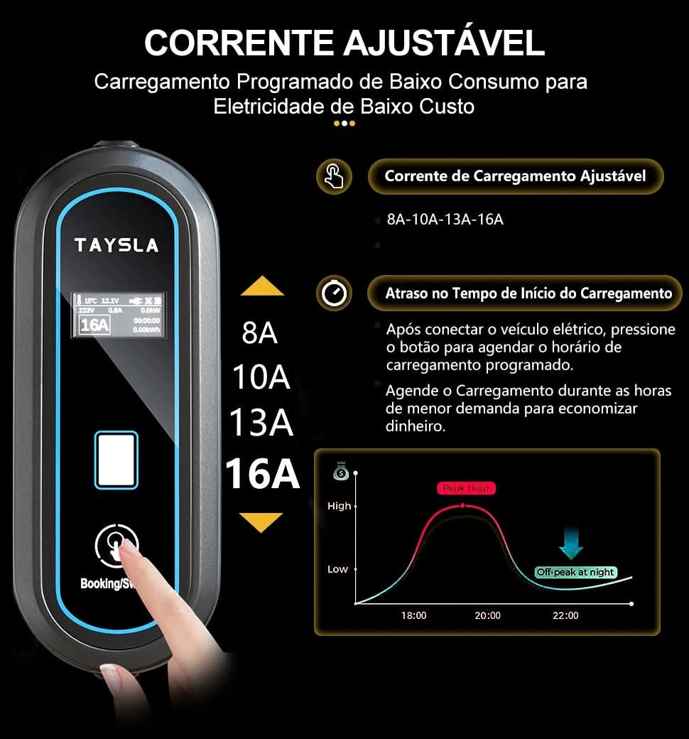 TAYSLA Type 2 Portable Electric Vehicle Charger 3.5KW Brazilian Electric Vehicle Charging Cable Plug