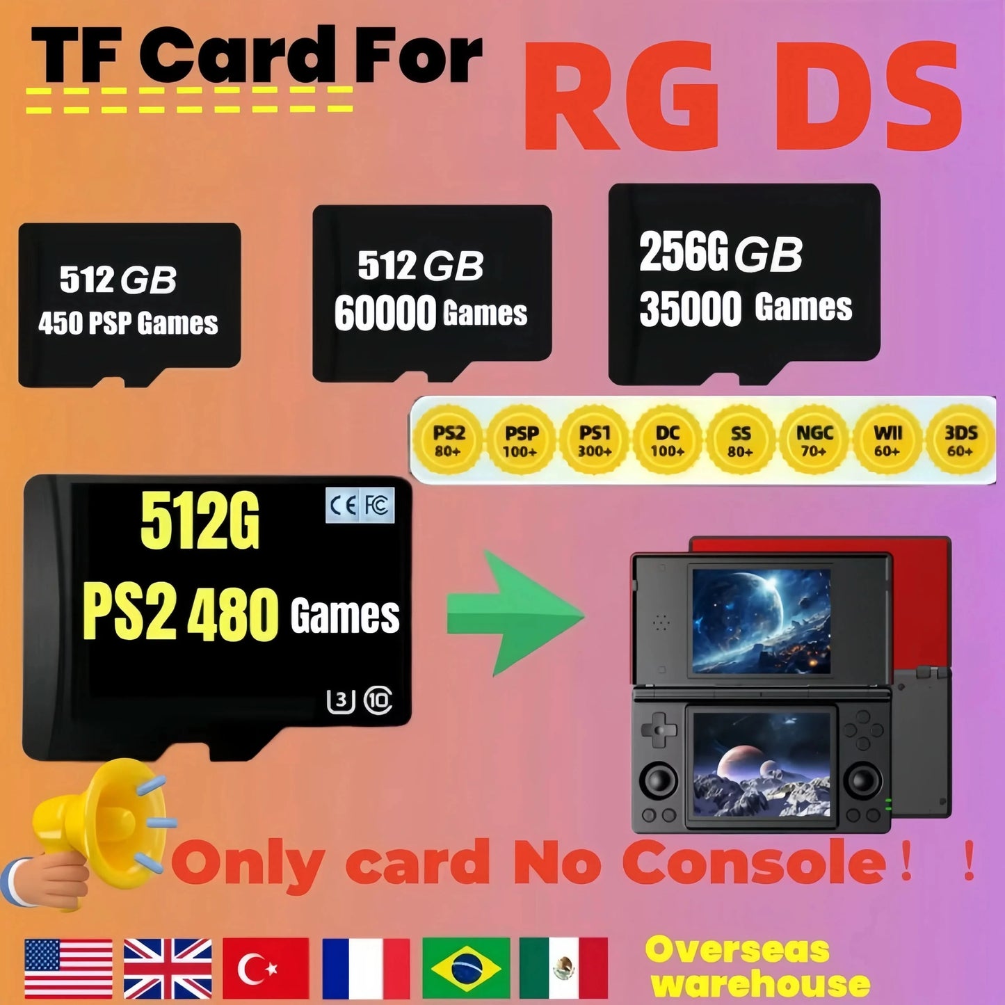TF Card for Anbernic RG DS Popular Classic Retro Game PSP PS2 3DS Android 14 Portable Handheld 512G Sd Card Gifts