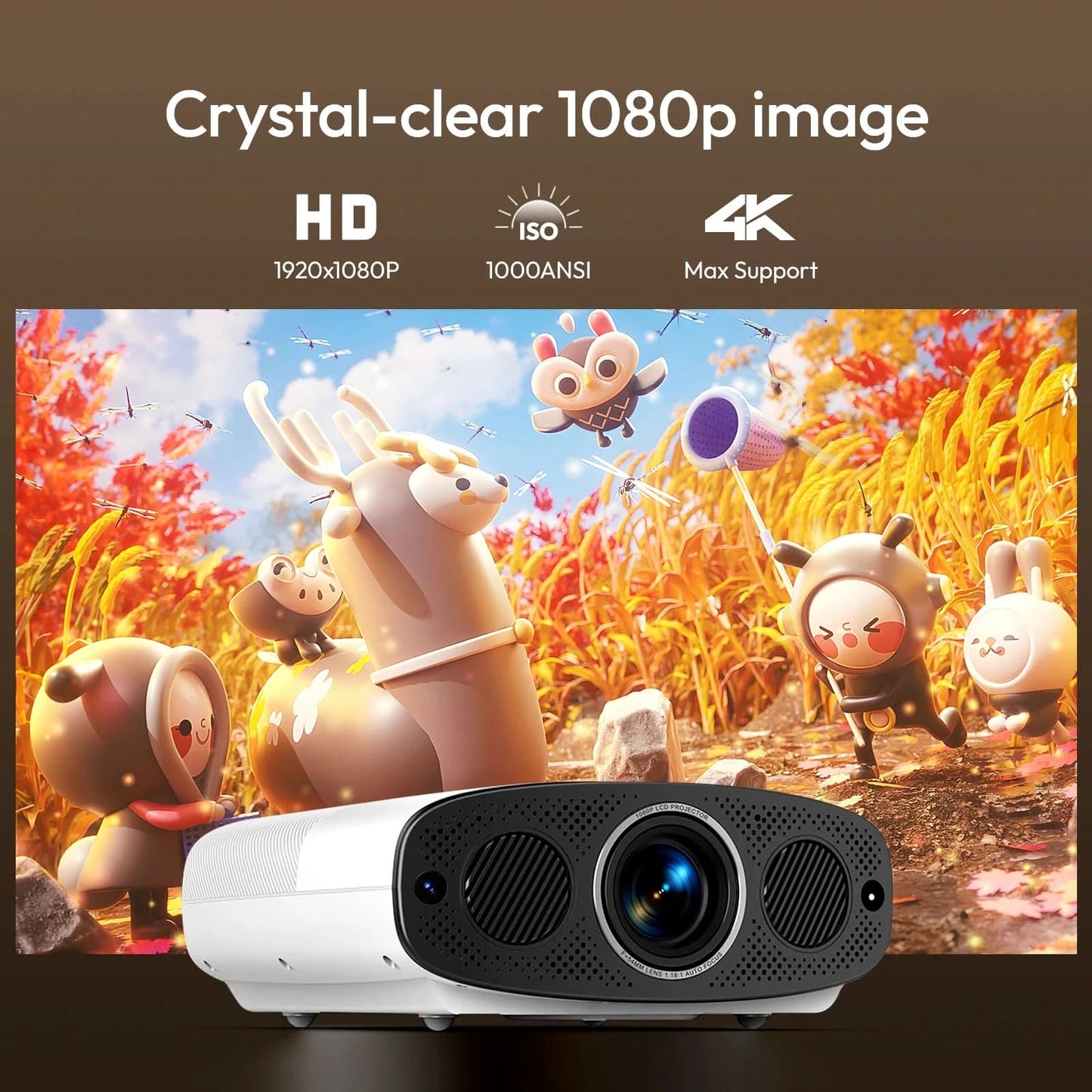 VEVSHAO Full HD Projector A22 4K Video Smart TV for Home WIFI 1080P 1000 Lumen Projectors Media Video Player Smart Beamer