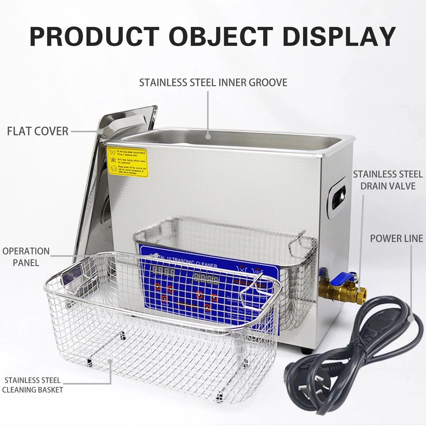2/3/6/10L/30L Digital Heating Ultrasonic Cleaner 220V 40KHZ Stainless Steel Ultrasound Cleaning Machine Home Appliance