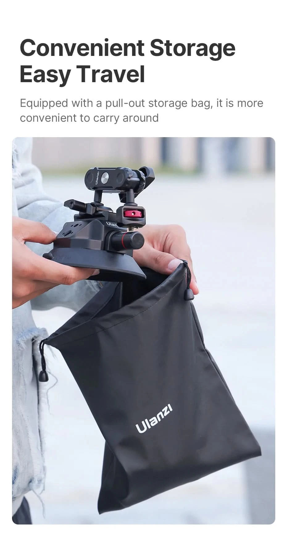 Ulanzi Car Phone Action Camera Holder Hand Pump 360° Suction Cup Adjustable Professional For GoPro for Insta360 for DJI Action