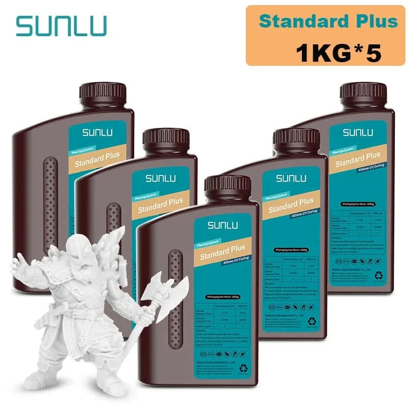 SUNLU 5KG Standard Plus/14K Standard Resin 1KG/Bottle 405nm Rapid UV-Curing Photopolymer Resin For LCD 3D Printer Material