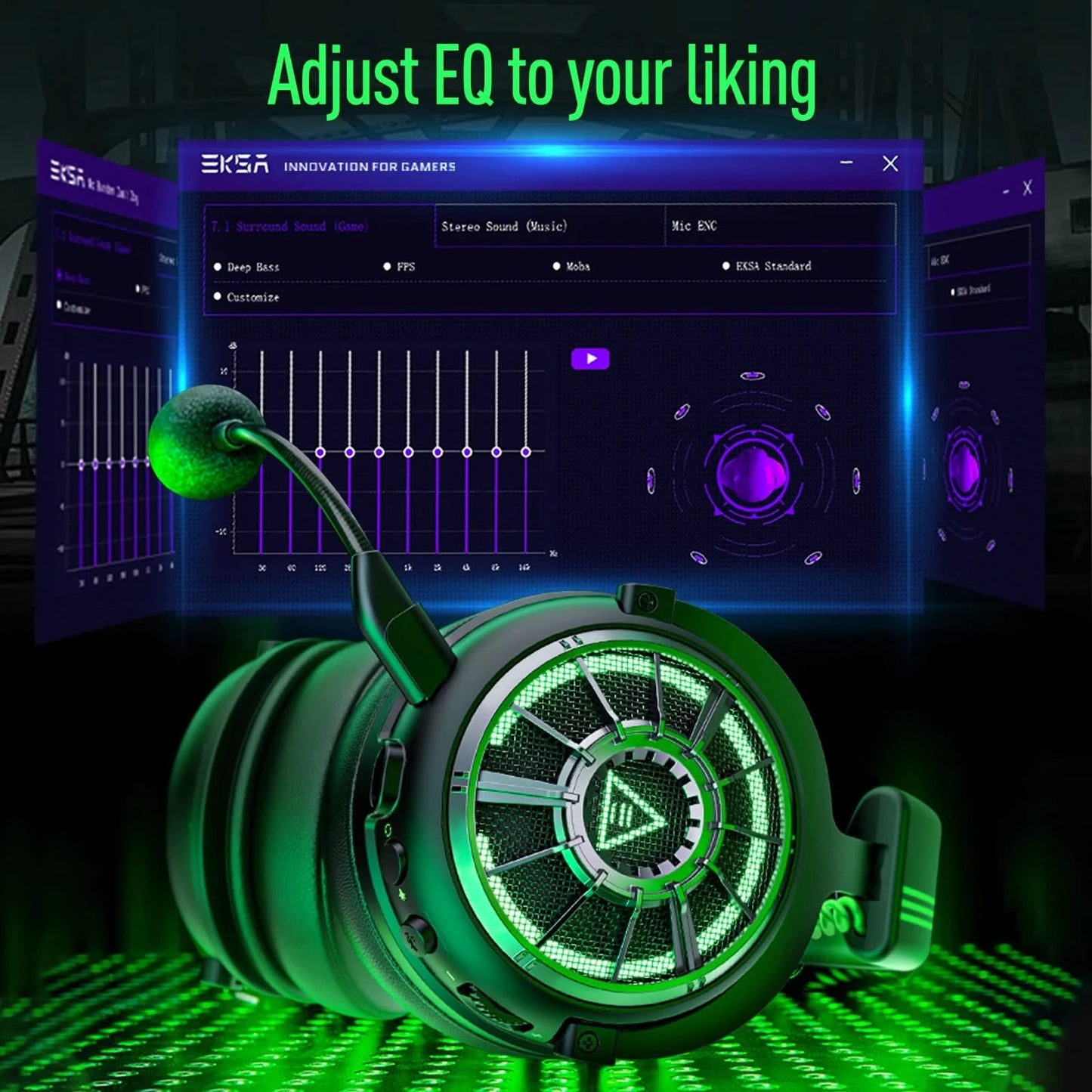EKSA StarEngine Pro Gaming Headset Gamer 7.1 Wired Over Ear Headphones with ENC Noise Cancelling Microphone For PC/PS4/PS5/Xbox