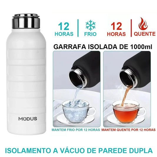 Tragbare Wasser-Vakuum-Thermosflasche, kalter und heißer Reisebecher für das Auto mit Griff, 1000 ml