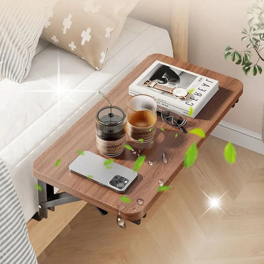 Foldable Collapsible Organizer Attachable Bedside Shelf Table Under Bed Mat Dorm Bunk Bed Storage for College Space Save