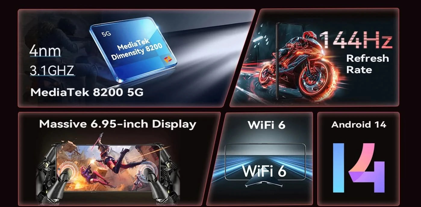 Gaming Phones Cubot  MAX 5, Helio Dimensity 8200 120Hz, 6.95" Display 100MP Camera 12GB+256GB High Cost Effective 5G Smartphone