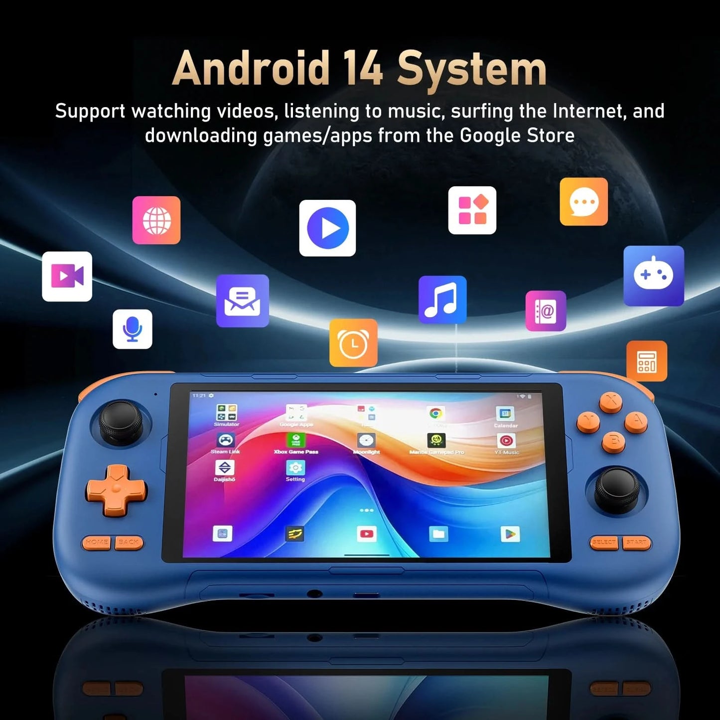 KINHANK K56 Handheld Game Console 5.5'' Touch Screen 50 Emulators for Android 14 PS1/PSP/DC/SS 5000mAh WIFI5 Retro Game Player