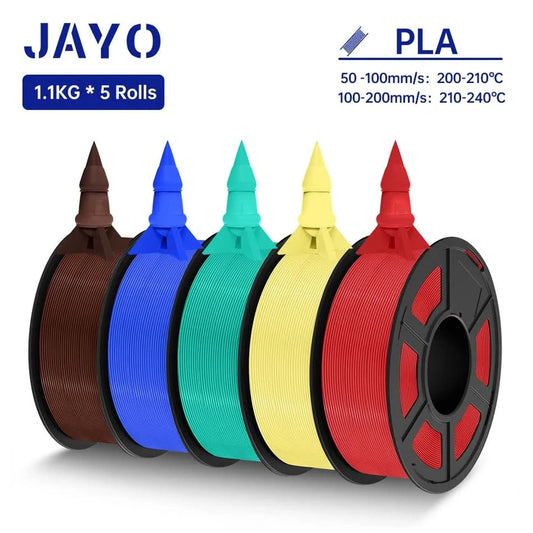 JAYO PLA Filament 1,75 mm, 5 Rollen 3D-Drucker-Filament PLA, 100 % blasenfrei für FDM farbige 3D-Druckmaterialien, DIY-Geschenk