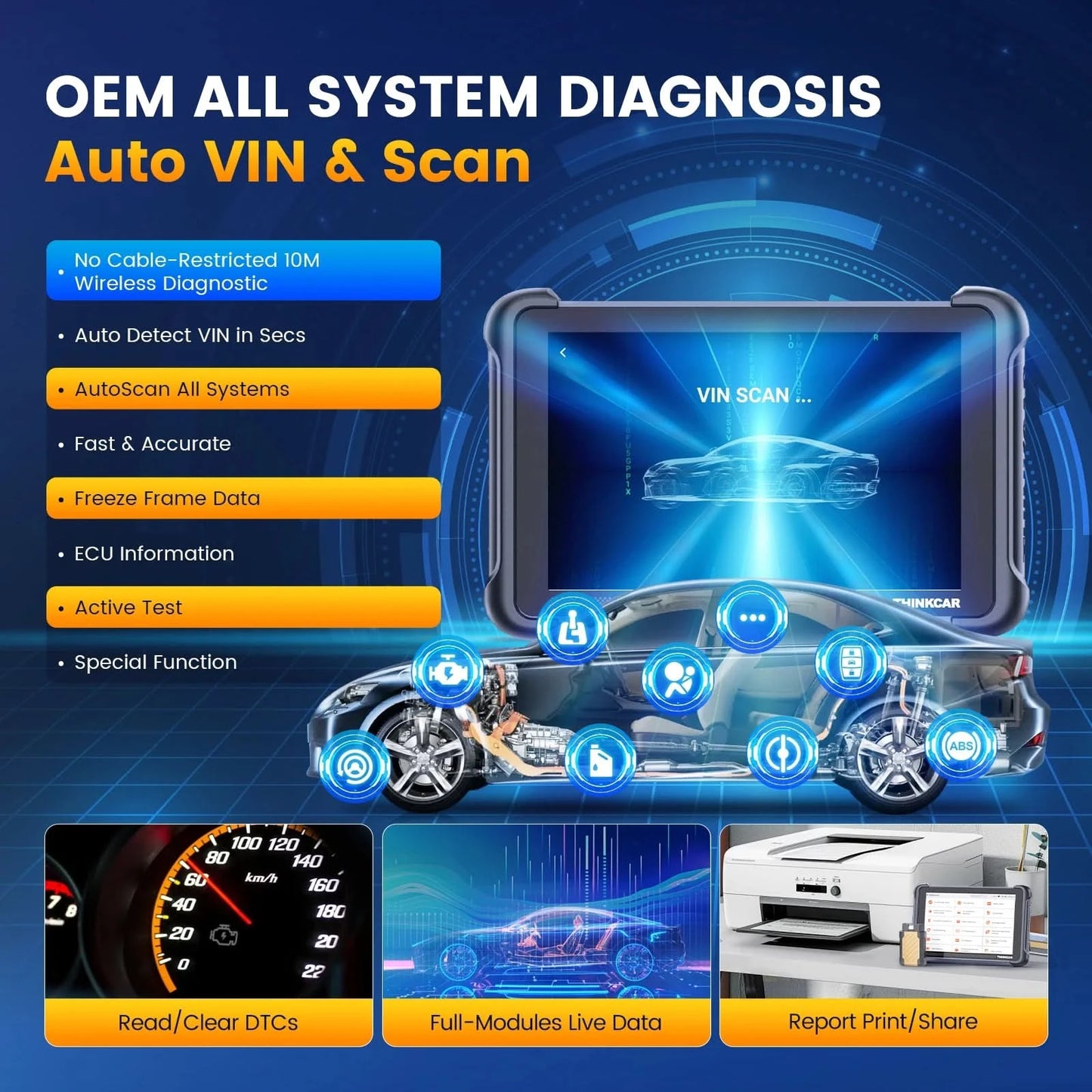 Global Version THINKCAR THINKSCAN 689BT OBD2 Diagnostic Tool DOIP CANFD Bi-directional ECU Coding 35 Resets Lifetime Free Update