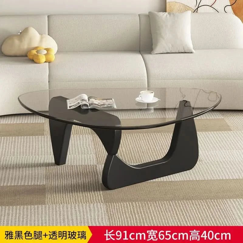 Modern simple creative round coffee table household small apartment living room tempered glass coffee table Internet celebrity