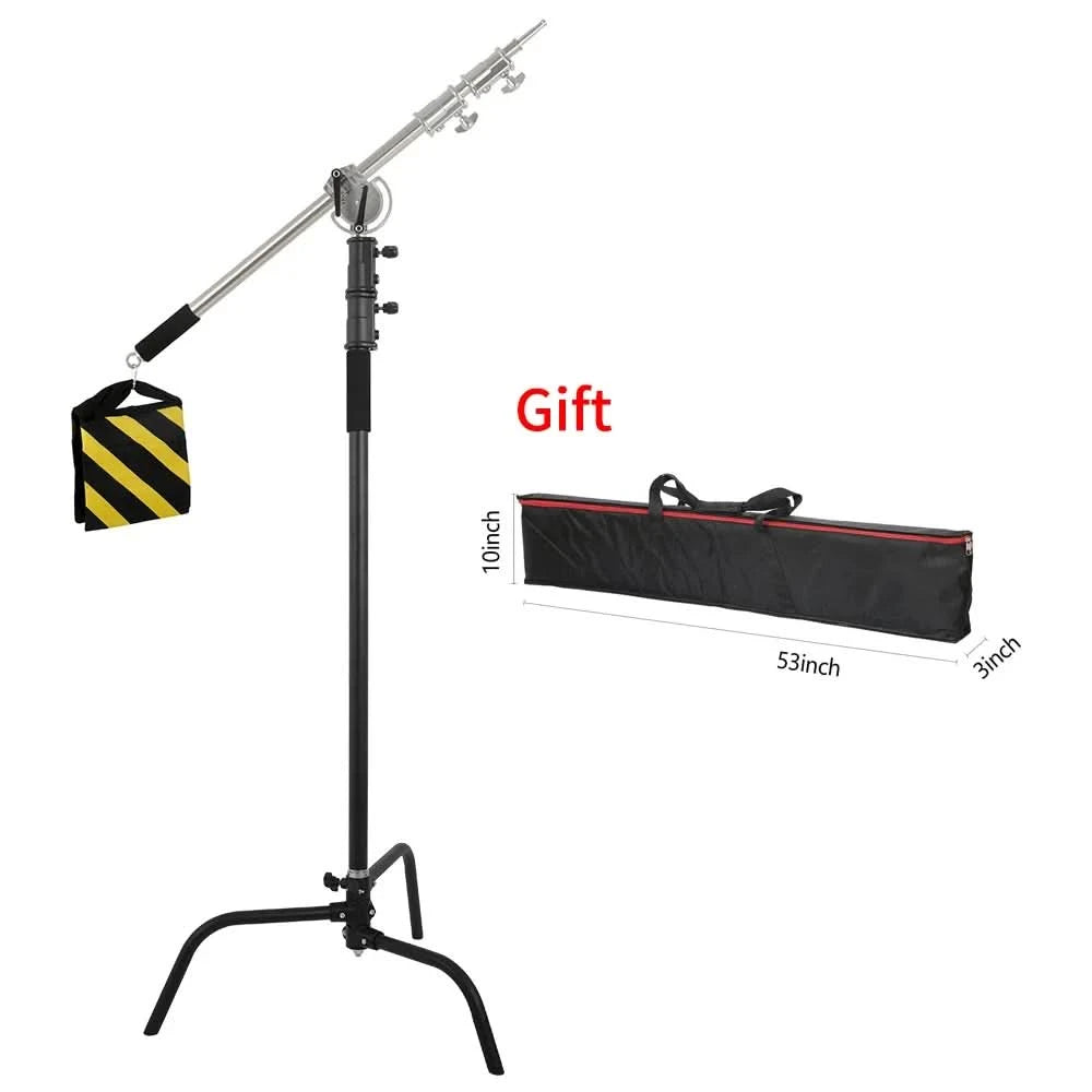 SH 2.6M/3.3M Black Stainless Steel Century Foldable Light Stand Tripod Magic Leg Photography C-Stand For Spot Light,Softbox