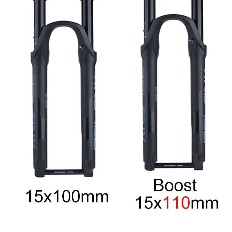 BOLANY 27.5/29inch Boost Bicycle Fork Thru Axle 100/110mm 34mm Tube Tapered Rebound Adjustment 120/140mm Travel Suspension Fork