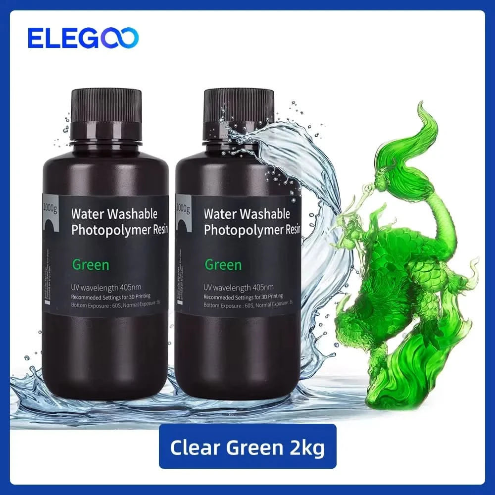 ELEGOO Water Washable 3D Printer Resin LCD UV-Curing Resin 405nm Standard Photopolymer Resin for LCD 3D Printing 1000g 8 Colors