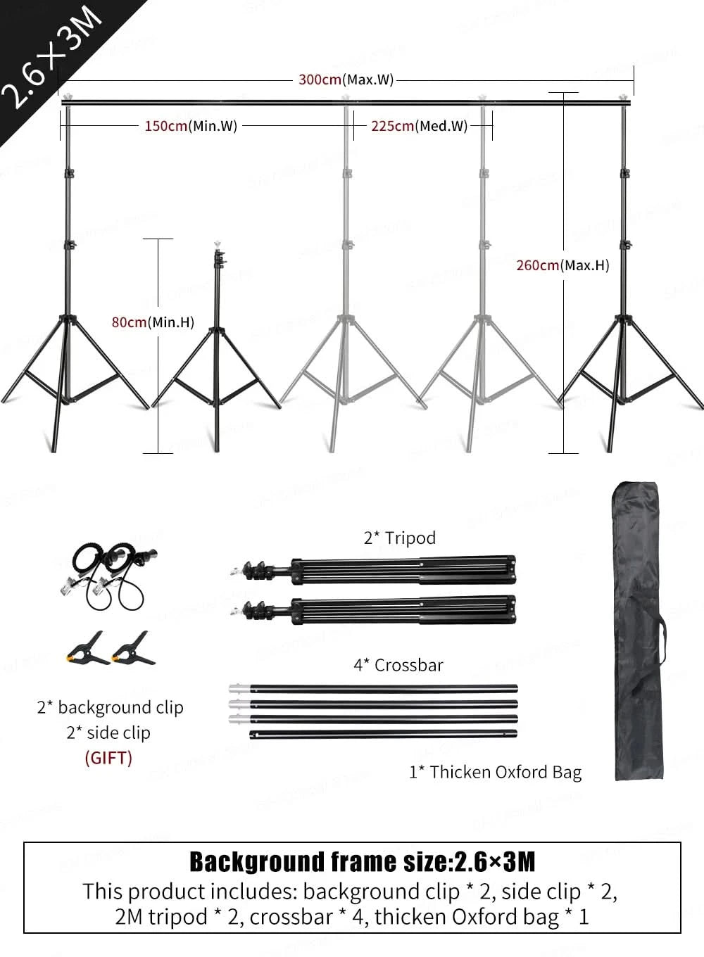 SH 2.6m*3m Suit Adjustable Backdrop Stand for Photography Wedding Photo Studio Backdrop Video Background Frame