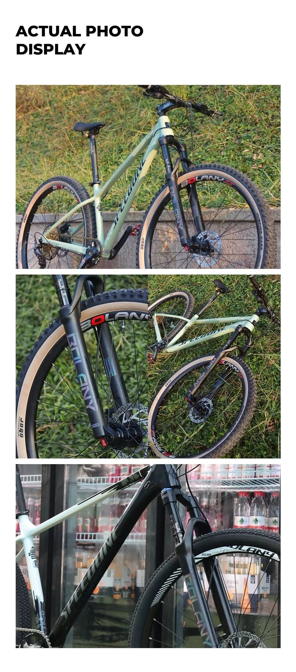 BOLANY 27.5/29inch Boost Bicycle Fork Thru Axle 100/110mm 34mm Tube Tapered Rebound Adjustment 120/140mm Travel Suspension Fork
