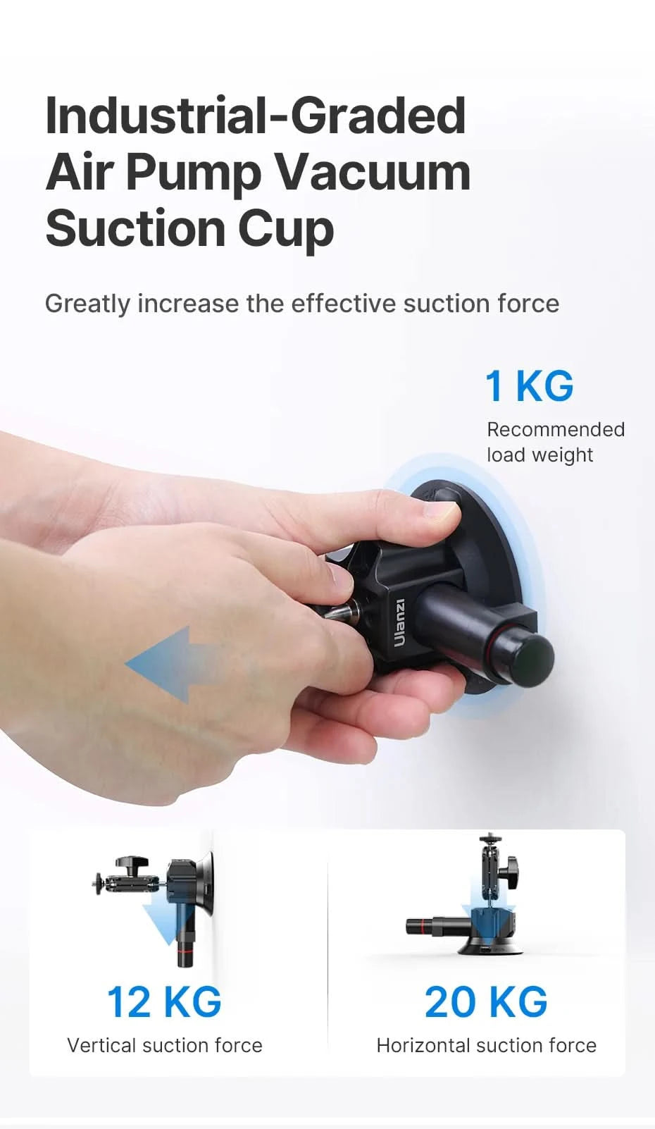 Ulanzi Car Phone Action Camera Holder Hand Pump 360° Suction Cup Adjustable Professional For GoPro for Insta360 for DJI Action